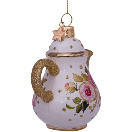 Новогоднее украшение из стекла Vondels "Чайник" 10см детальная картинка 