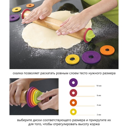 Скалка Adjustable Rolling Pin разноцветная - 20085 Joseph Joseph детальная картинка 