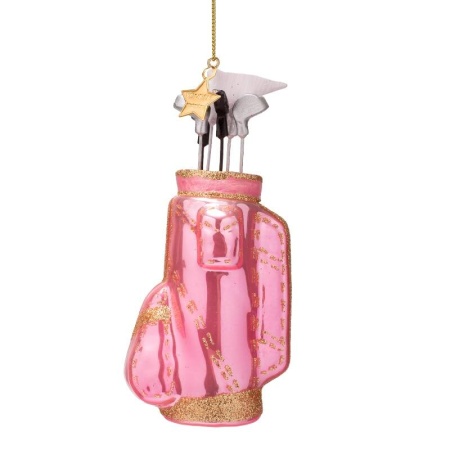 Новогоднее украшение из стекла Vondels "Розовая сумка для гольфа" 14см детальная картинка 