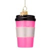 Новогоднее украшение из стекла Vondels "Розовый кофейный стаканчик" 11см детальная картинка 