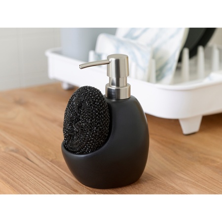 Диспенсер для мыла с подставкой для губки Lystad 460мл черный детальная картинка 