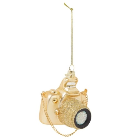 Новогоднее украшение из стекла Vondels "Золотой фотоаппарат" 9см детальная картинка 