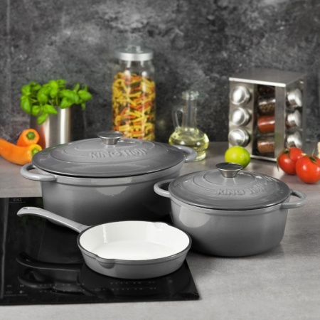 Сковорода чугунная эмалированная Ø20см серая детальная картинка 