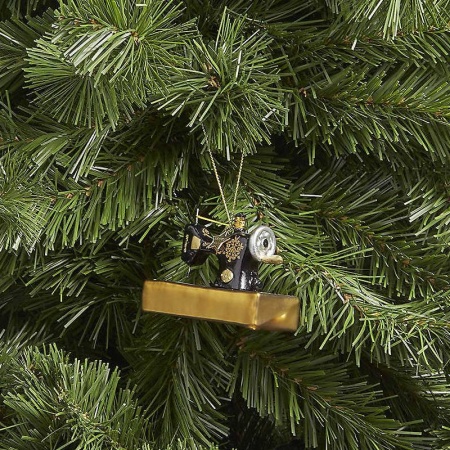 Новогоднее украшение из стекла Vondels "Винтажная швейная машинка" 9см детальная картинка 