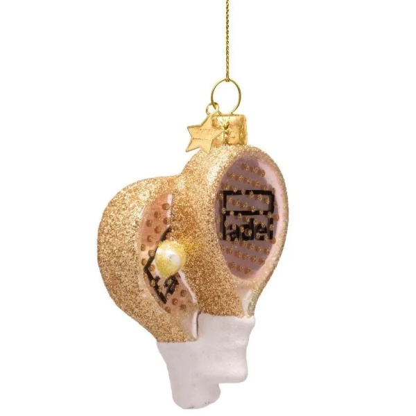 Фото Новогоднее украшение из стекла Vondels "Розовая ракетка для паделя" 9.5см