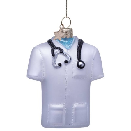 Новогоднее украшение из стекла Vondels "Халат доктора" 8см детальная картинка 