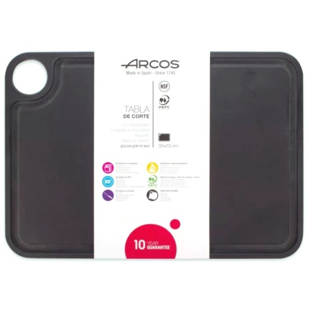 Доска разделочная 33x23cм BLACK Arcos с желобом детальная картинка 