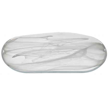 Блюдо овальное стеклянное 27.5x14.5x(h)2.5см Atlas белый дым детальная картинка 