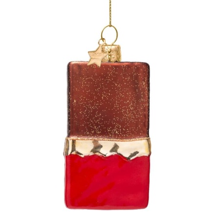 Новогоднее украшение из стекла Vondels "Плитка шоколада" 11см детальная картинка 