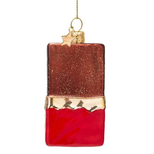 Фото Новогоднее украшение из стекла Vondels "Плитка шоколада" 11см