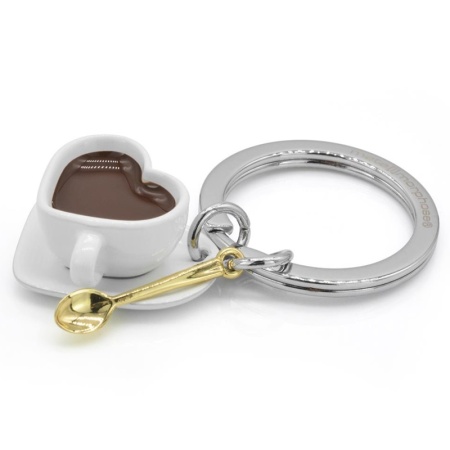 Брелок для ключей "Чашка кофе в виде сердца и кофейная ложка" детальная картинка 
