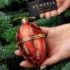 Новогоднее украшение из стекла Vondels "Красное декоративное яйцо" 10см детальная картинка 