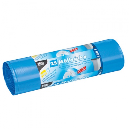 Мешок мусорный 120л 110x70см синий, 25шт детальная картинка 