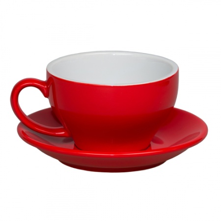 Чашка 300мл с блюдцем Barista красная детальная картинка 