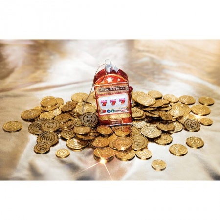 Новогоднее украшение из стекла Vondels "Красный игровой автомат" 10.5см детальная картинка 