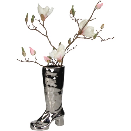 Ваза для цветов "Сапог" 18.7x8.3x34.5см серебряная детальная картинка 