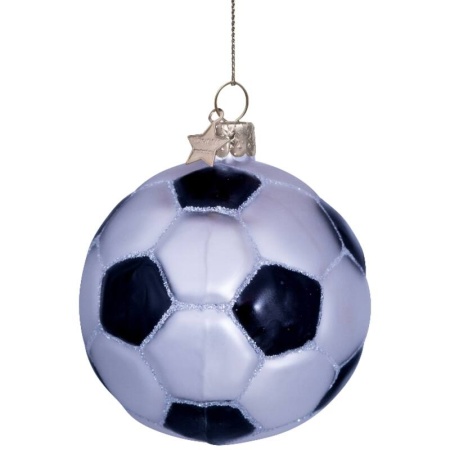 Новогоднее украшение из стекла Vondels "Футбольный мяч" 7см детальная картинка 