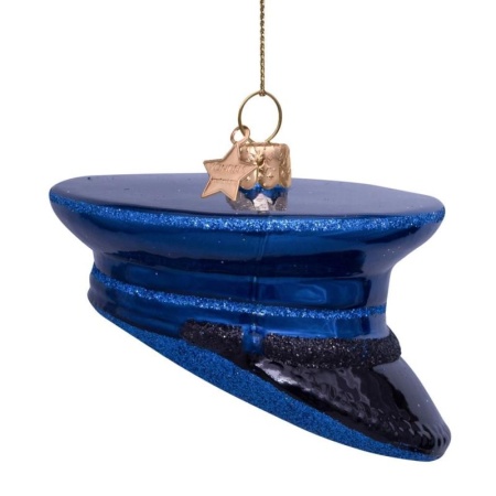 Новогоднее украшение из стекла Vondels "Полицейская фуражка" 4.5см детальная картинка 