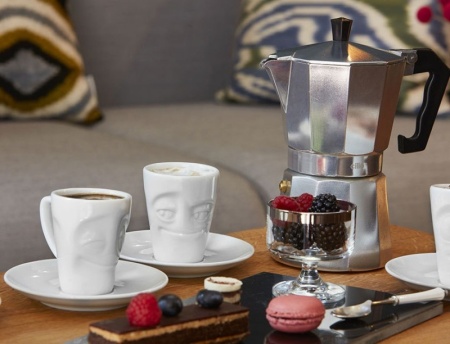 Кофейная пара 80мл Tassen Impish белая детальная картинка 