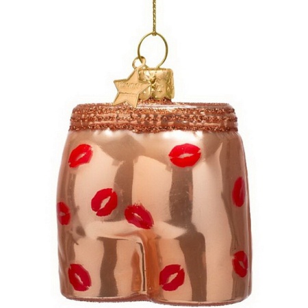 Новогоднее украшение из стекла Vondels "Шорты-боксеры" 6см детальная картинка 