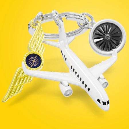 Брелок для ключей "Самолет, значок пилота и двигатель" детальная картинка 