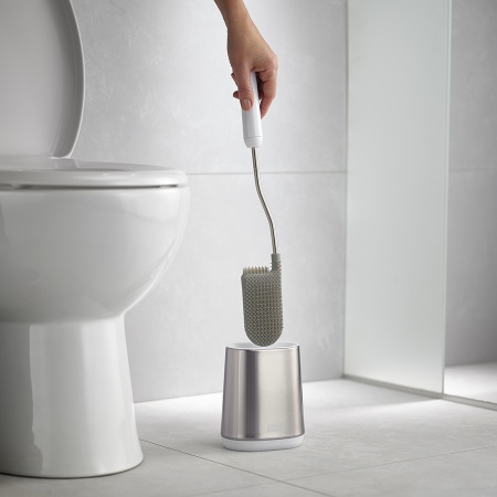Ершик для унитаза Flex Lite Steel белый - 70561 Joseph Joseph детальная картинка 
