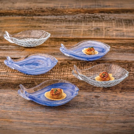 Блюдо стеклянное, соусник 16x11.5x(h)3см Aquarium синий детальная картинка 