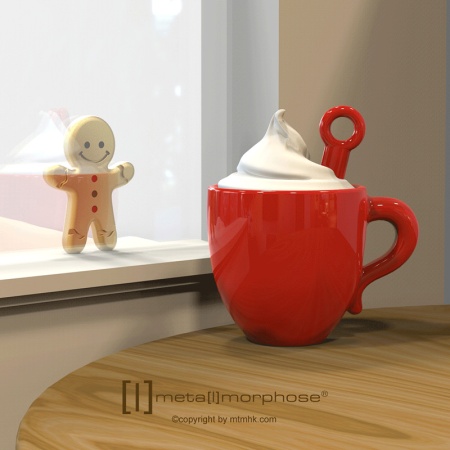 Брелок для ключей "Чашка молочного шоколада и имбирное печенье" детальная картинка 