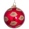 Новогоднее украшение из стекла Vondels "Красный шар с рисунком губы" 8см детальная картинка 