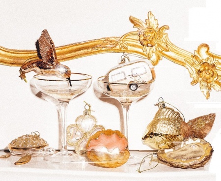 Новогоднее украшение из стекла Vondels "Золотая рыбка" 10см детальная картинка 