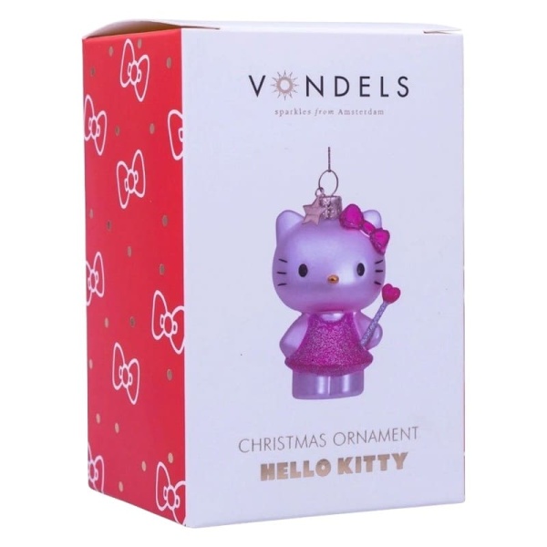 Фото Новогоднее украшение из стекла Vondels 'Hello Kitty с волшебной палочкой' 9см