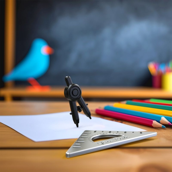 Фото Брелок для ключей "Линейка и циркуль"