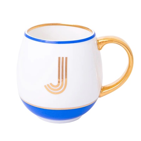 Кружка Library золотая буква «J» (голубого цвета) детальная картинка 