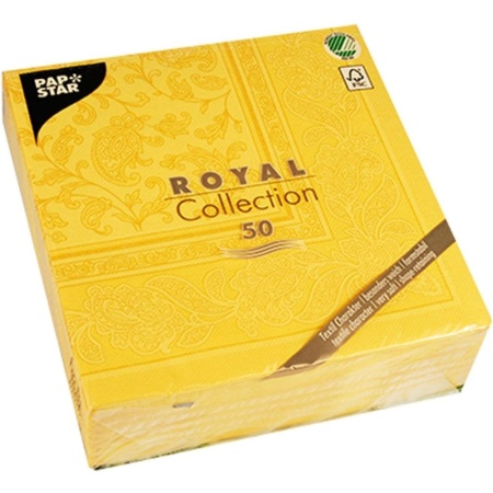 Салфетка 40x40см ROYAL Collection Ornaments желтая, 50шт детальная картинка 