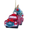Новогоднее украшение из стекла Vondels "Красная машина с елкой" 5.5см детальная картинка 