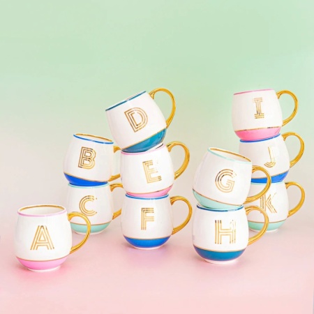 Кружка Library золотая буква «D» (синего цвета) детальная картинка 