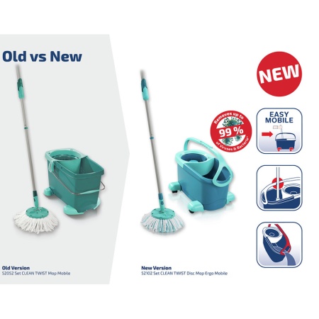 Комплект для уборки Clean Twist Ergo Disc Mop ведро 6л с отжимом и моп + тележка для ведра 521033 детальная картинка 