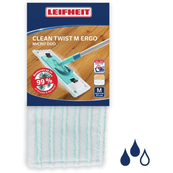 Сменная насадка для швабры Clean Twist Ergo M 33см micro duo тряпка для всех типов полов детальная картинка 