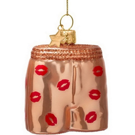 Новогоднее украшение из стекла Vondels "Шорты-боксеры" 6см детальная картинка 