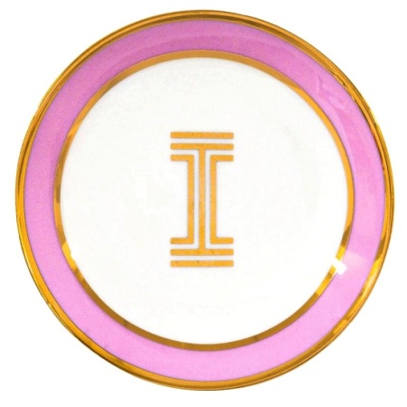 Блюдце Library золотая буква «I» (розового цвета) детальная картинка 