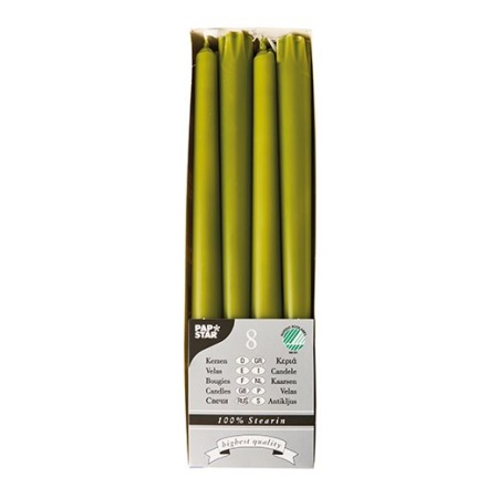 Свеча оливковая Ø22мм 25см, 8шт детальная картинка 