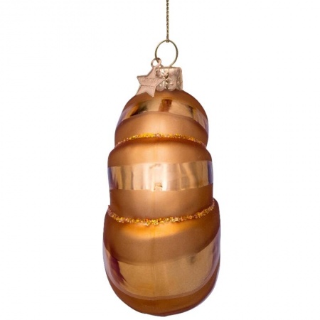 Новогоднее украшение из стекла Vondels "Золотой круассан" 10см детальная картинка 