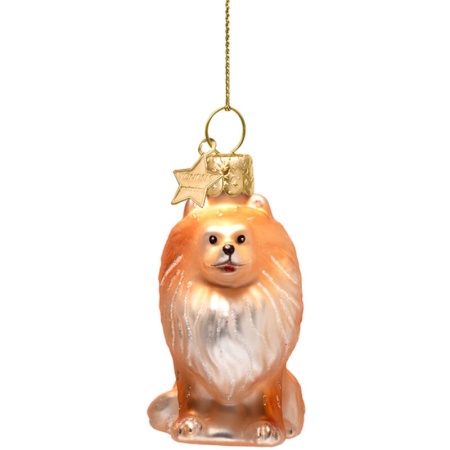 Новогоднее украшение из стекла Vondels "Померанский шпиц" 6см детальная картинка 
