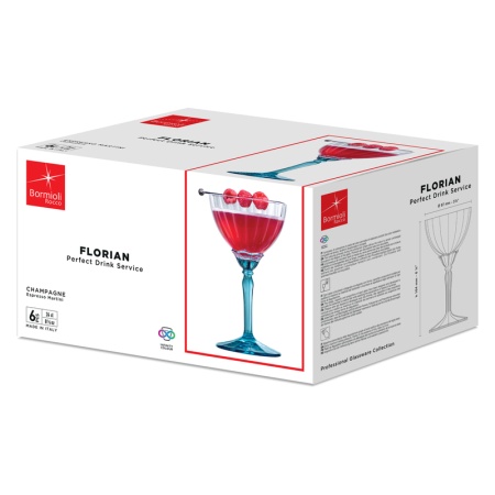 Набор бокалов для коктейля и шампанского 240мл Espresso Martini FLORIAN LUCENT BLUE, 6шт детальная картинка 
