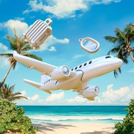 Брелок для ключей "Самолет, чемодан и иллюминатор" детальная картинка 