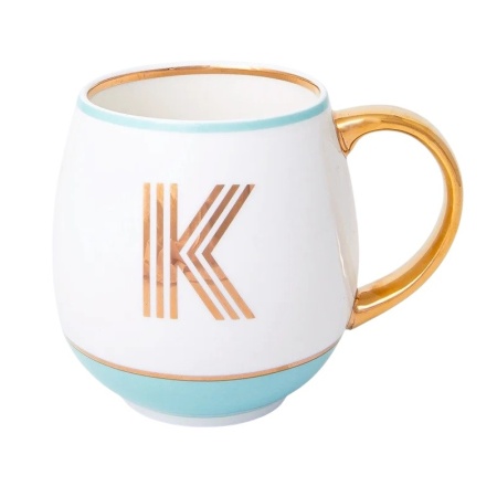 Кружка Library золотая буква «K» (мятного цвета) детальная картинка 