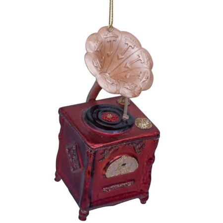 Новогоднее украшение из стекла Vondels "Граммофон" 12см детальная картинка 