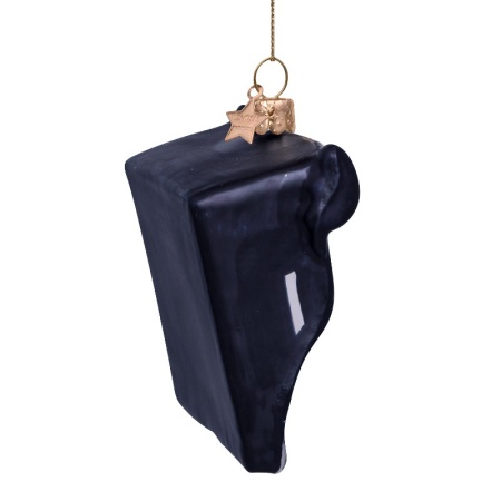 Новогоднее украшение из стекла Vondels "Черно-золотая печатная машинка" 10см детальная картинка 