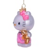 Новогоднее украшение из стекла Vondels "Hello Kitty в розовом с мишкой" 9см - в подарочной коробке детальная картинка 