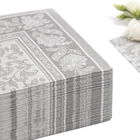 Салфетка 40x40см ROYAL Collection Ornaments серая, 50шт детальная картинка 